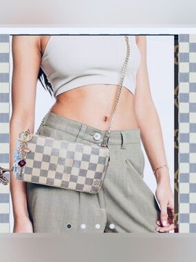 Louis Vuitton AZUR DAMIER zippy wallet vintage with unbranded chain removable